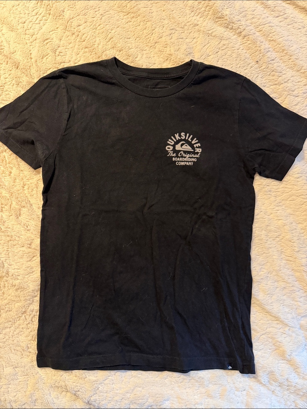 Quiksilver Black Short Sleeve Crew Neck Tee with Chest Logo
